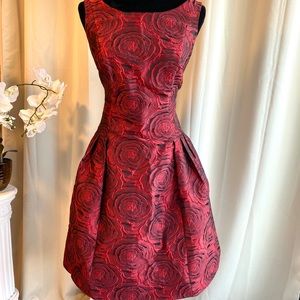 Rose Pleated Fit & Flare Dress